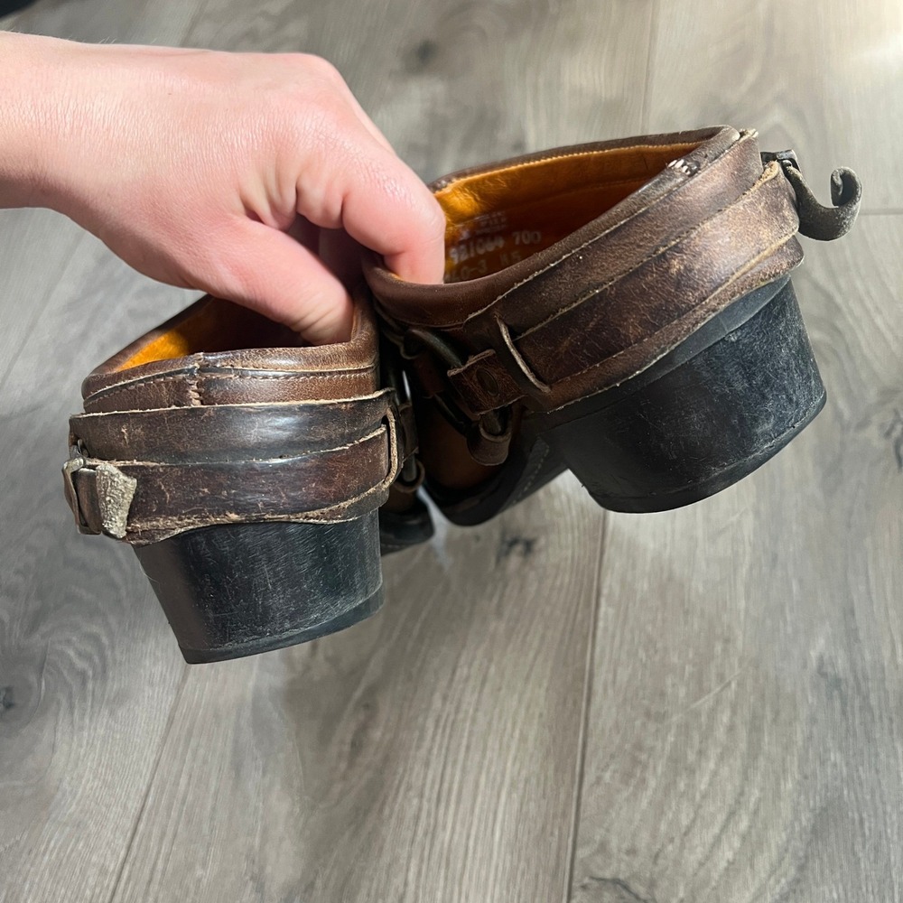 Frye Brown Leather Mule Clogs with Buckle Detail - Picture 8 of 15